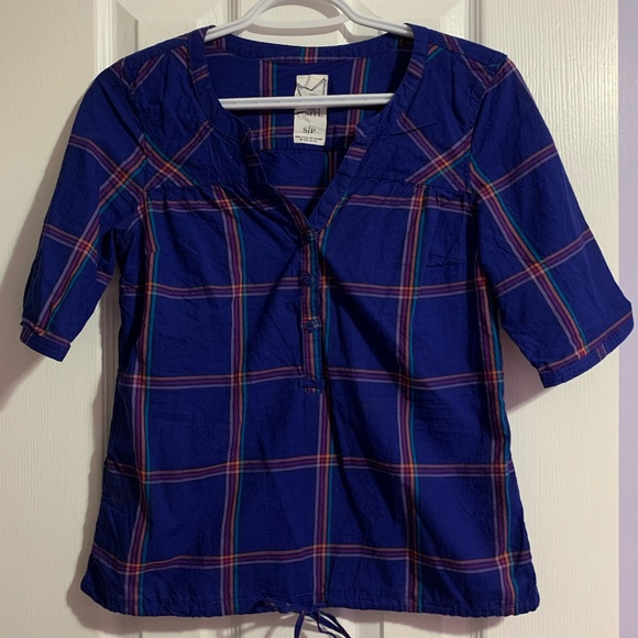 3 for $15 Garage Blue Plaid Shirt - Picture 2 of 9